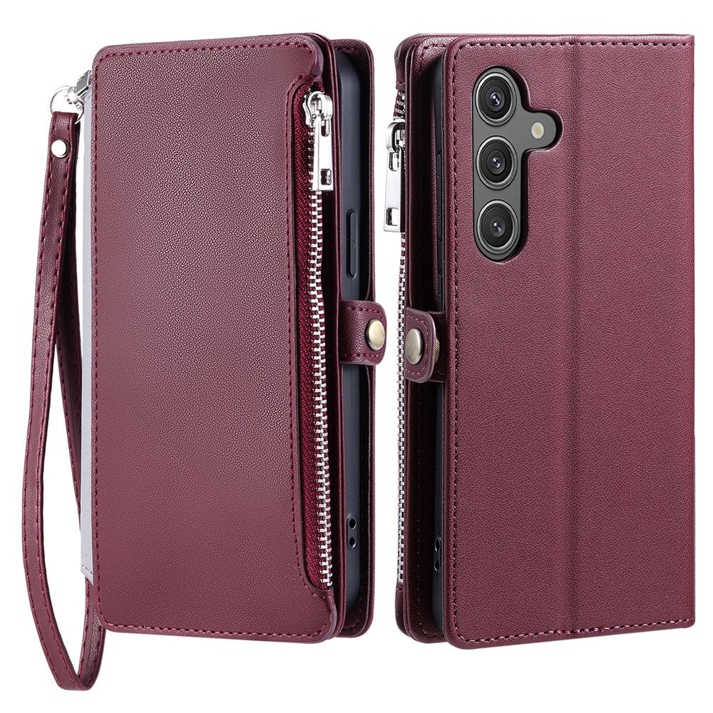 Coque portefeuille en cuir TPU et PU pour Samsung Galaxy S25 FE avec dragonne 