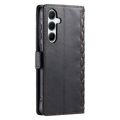 Étui portefeuille en cuir à texture losange pour Samsung Galaxy S25 FE avec dragonne 