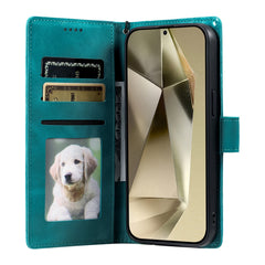 For Samsung Galaxy S25 FE Case Imprinted Totem Skin Feel Wallet Leather Phone Cover with Hand Strap