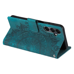 For Samsung Galaxy S25 FE Case Imprinted Totem Skin Feel Wallet Leather Phone Cover with Hand Strap
