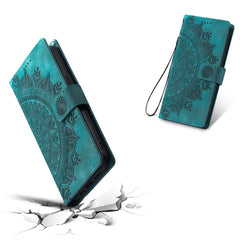 For Samsung Galaxy S25 FE Case Imprinted Totem Skin Feel Wallet Leather Phone Cover with Hand Strap