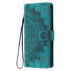 For Samsung Galaxy S25 FE Case Imprinted Totem Skin Feel Wallet Leather Phone Cover with Hand Strap