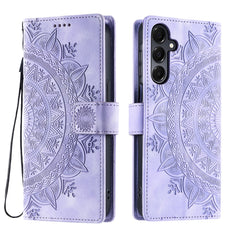 For Samsung Galaxy S25 FE Case Imprinted Totem Skin Feel Wallet Leather Phone Cover with Hand Strap