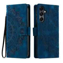 For Samsung Galaxy S25 FE Case Imprinted Totem Skin Feel Wallet Leather Phone Cover with Hand Strap