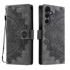 For Samsung Galaxy S25 FE Case Imprinted Totem Skin Feel Wallet Leather Phone Cover with Hand Strap