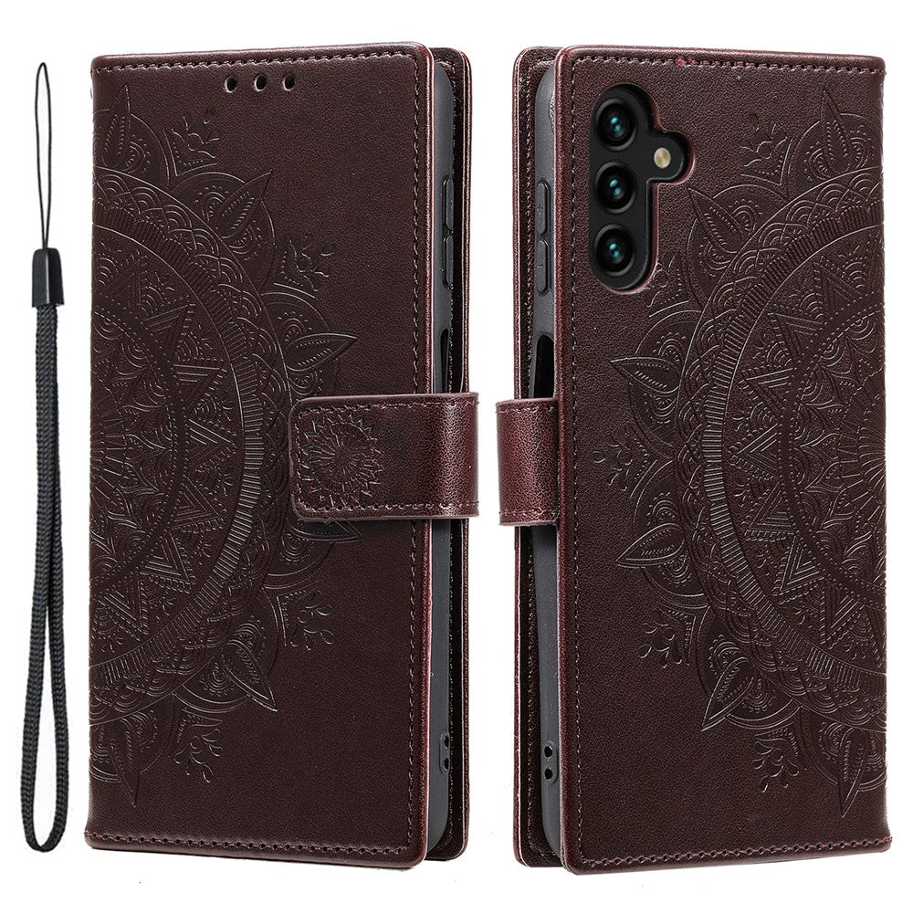 Étui portefeuille en cuir PU avec dragonne pour Samsung Galaxy S25 FE, motif totem imprimé 
