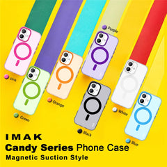 IMAK For iPhone 16 Case Compatible with MagSafe Candy Color Anti Drop TPU + PET Back Cover