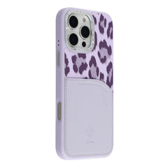 JAUCASE For iPhone 16 Pro Max Magnetic Case Leopard Print Card Holder PU TPU PC Phone Back Cover