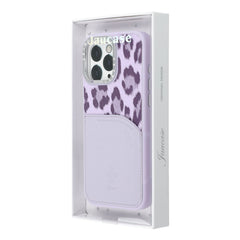 JAUCASE For iPhone 16 Pro Max Magnetic Case Leopard Print Card Holder PU TPU PC Phone Back Cover