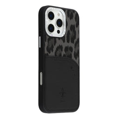 JAUCASE For iPhone 16 Pro Max Magnetic Case Leopard Print Card Holder PU TPU PC Phone Back Cover