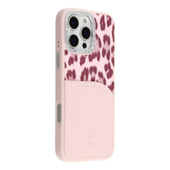 JAUCASE For iPhone 16 Pro Max Magnetic Case Leopard Print Card Holder PU TPU PC Phone Back Cover