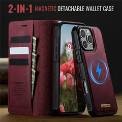 CASEME C49 For iPhone 16 Pro Max Case Compatible with MagSafe RFID Blocking Detachable Wallet Leather Phone Cover