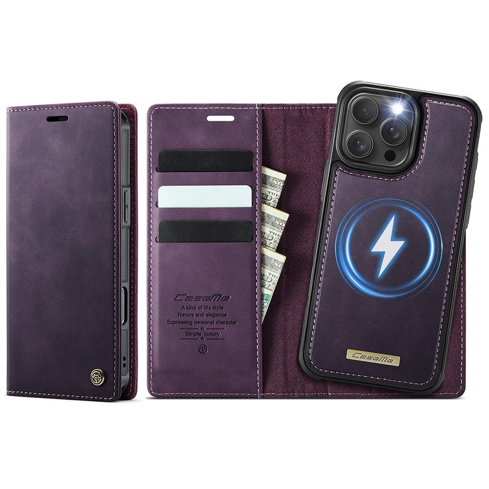 CASEME C49 For iPhone 16 Pro Max Case Compatible with MagSafe RFID Blocking Detachable Wallet Leather Phone Cover