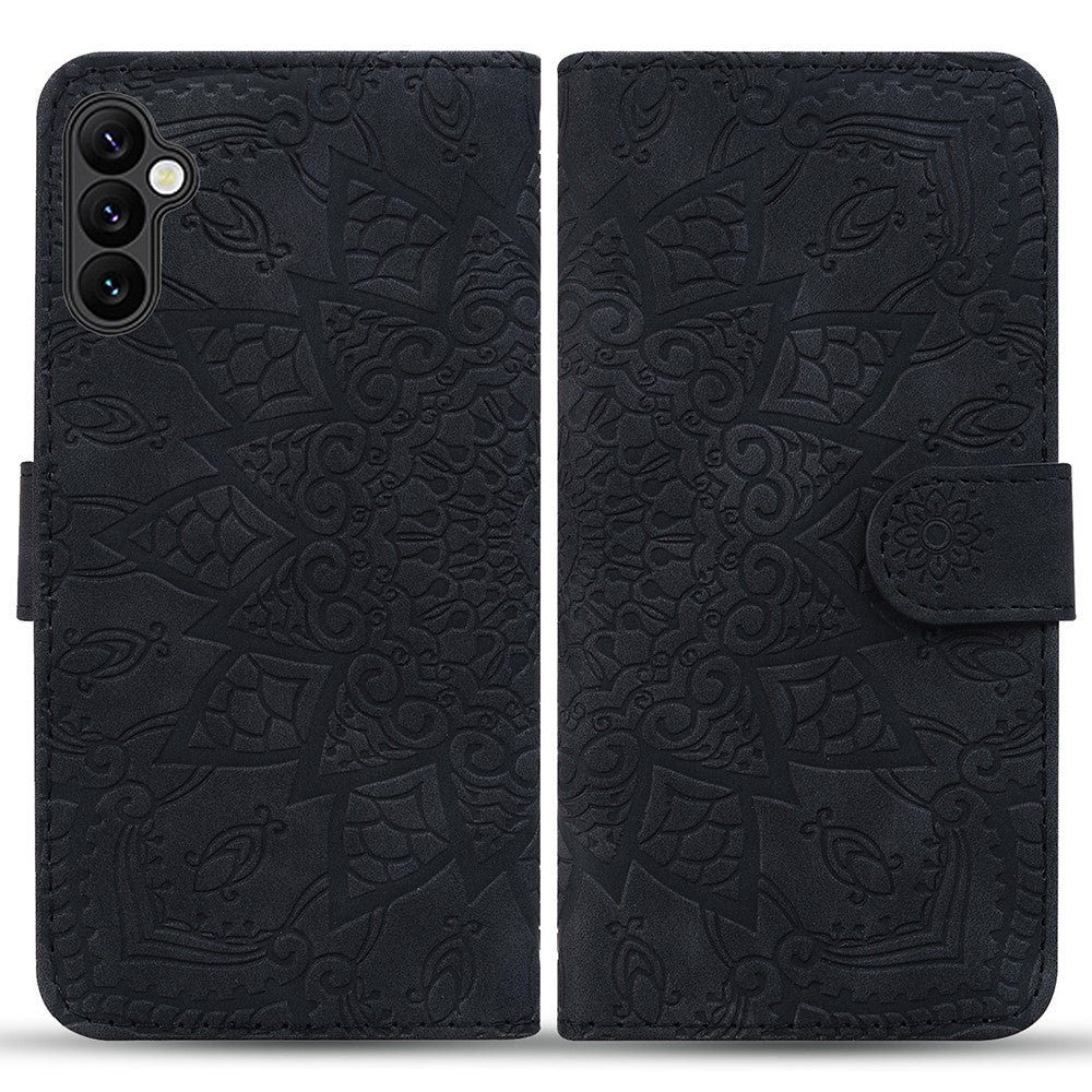 Phone Case For Samsung Galaxy A17 5G / A17 4G / A26 5G / A16 4G / 5G Flower Imprinted PU Leather Wallet Flip Cover with Wrist Strap - TechGearPal