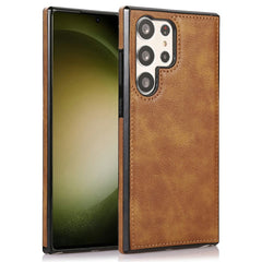 For Samsung Galaxy S25 Ultra Case Litchi Texture PU Leather Coated PC + TPU Phone Cover