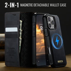 For iPhone 16 Pro Case CASEME C49  Compatible with MagSafe RFID Blocking Detachable Wallet Leather Phone Cover