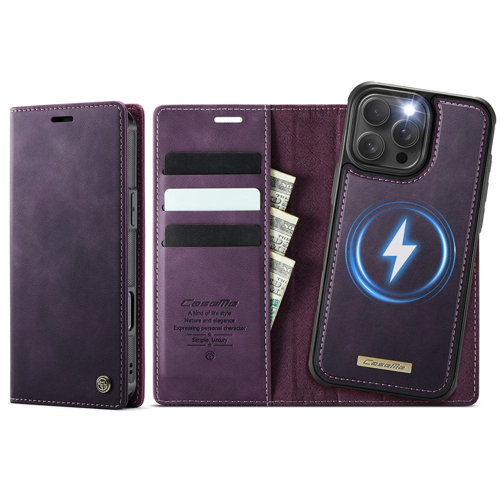 For iPhone 16 Pro Case CASEME C49  Compatible with MagSafe RFID Blocking Detachable Wallet Leather Phone Cover
