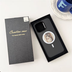 For iPhone 16 Pro Max Magnetic Case 4 Colors NFC DIY Customized Round Screen Smart E-Ink Phone Cover
