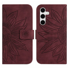 Étui portefeuille en cuir PU imprimé tournesol pour Samsung Galaxy S25 FE, avec bandoulière 
