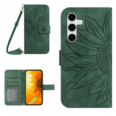 Étui portefeuille en cuir PU imprimé tournesol pour Samsung Galaxy S25 FE, avec bandoulière 