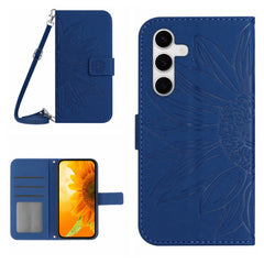 Étui portefeuille en cuir PU imprimé tournesol pour Samsung Galaxy S25 FE, avec bandoulière 