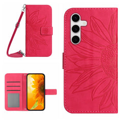 Étui portefeuille en cuir PU imprimé tournesol pour Samsung Galaxy S25 FE, avec bandoulière 