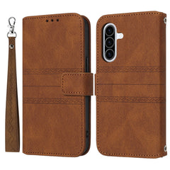 For Samsung Galaxy A17 5G / A26 5G Case Wallet Skin-Touch Leather Imprinted Phone Cover with Wrist Strap