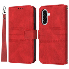 For Samsung Galaxy A17 5G / A26 5G Case Wallet Skin-Touch Leather Imprinted Phone Cover with Wrist Strap