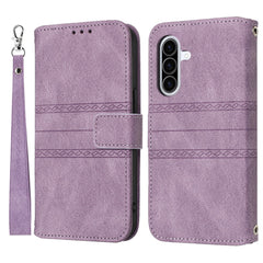 For Samsung Galaxy A17 5G / A26 5G Case Wallet Skin-Touch Leather Imprinted Phone Cover with Wrist Strap