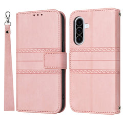 For Samsung Galaxy A17 5G / A26 5G Case Wallet Skin-Touch Leather Imprinted Phone Cover with Wrist Strap