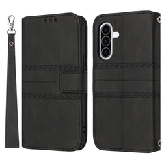 For Samsung Galaxy A17 5G / A26 5G Case Wallet Skin-Touch Leather Imprinted Phone Cover with Wrist Strap