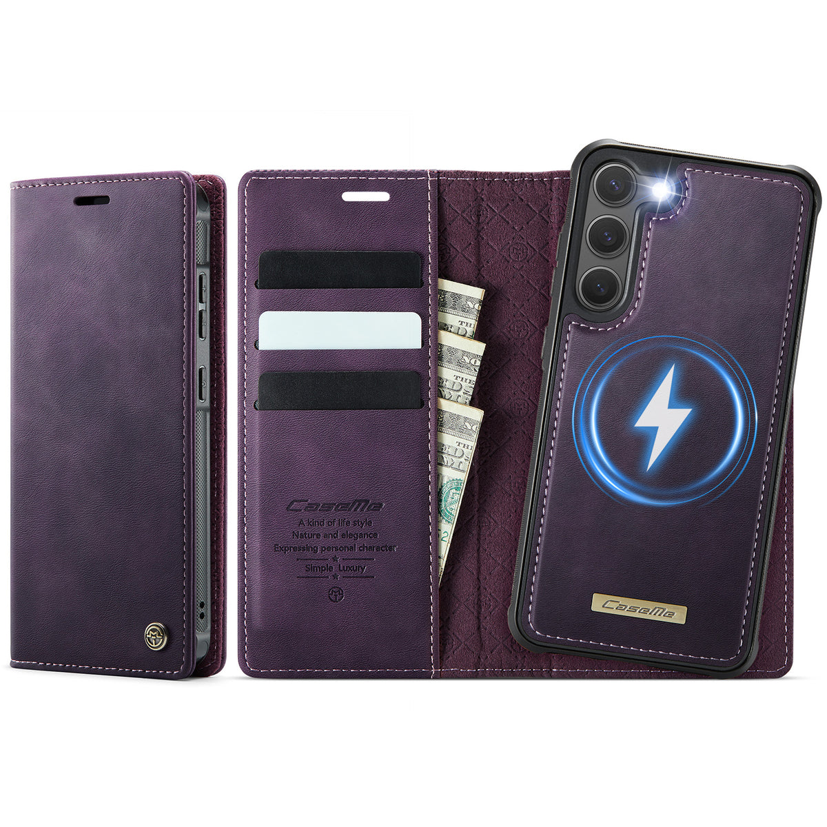 For Samsung Galaxy S23+ Case CASEME C49  Compatible with MagSafe RFID Blocking Detachable Wallet Leather Phone Cover