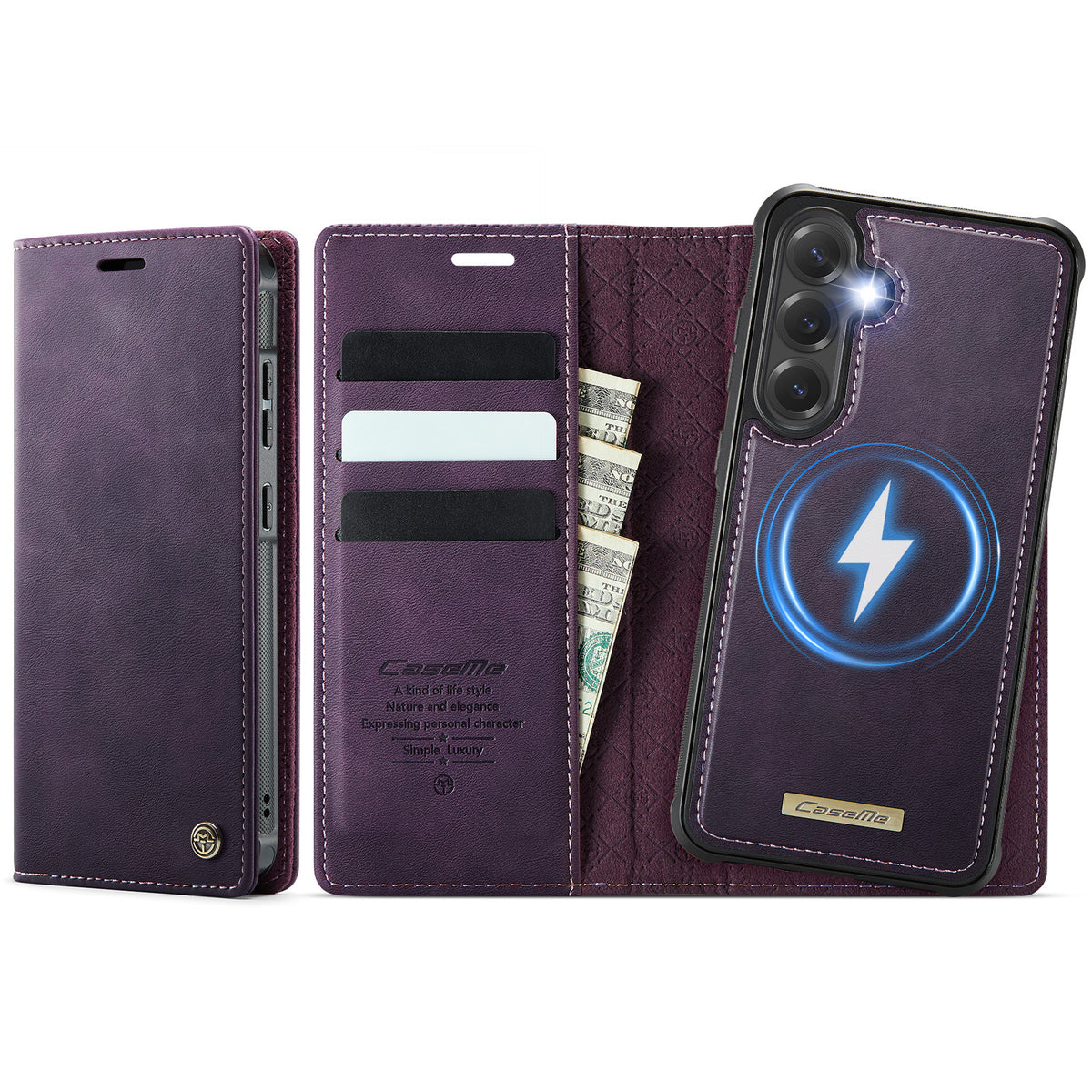 For Samsung Galaxy S23 FE Case CASEME C49  Compatible with MagSafe RFID Blocking Detachable Wallet Leather Phone Cover
