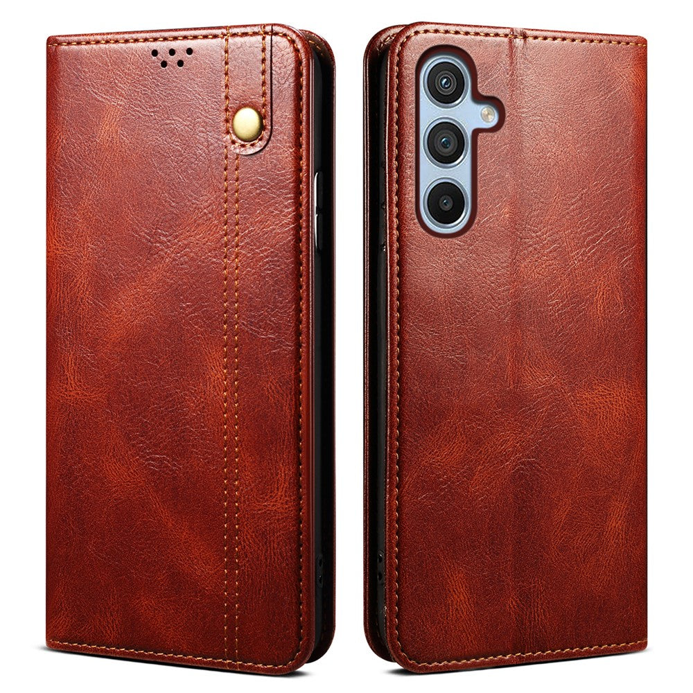 For Samsung Galaxy S25 FE Case Crazy Horse Texture Waxy Leather Wallet Stand Phone Cover