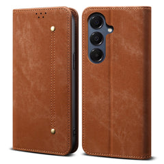 Coque en cuir anti-rayures pour Samsung Galaxy S25 FE, texture jean, support 