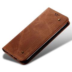 Coque en cuir anti-rayures pour Samsung Galaxy S25 FE, texture jean, support 