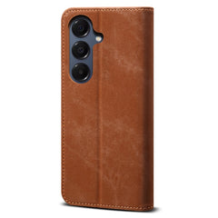 Coque en cuir anti-rayures pour Samsung Galaxy S25 FE, texture jean, support 