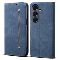 Coque en cuir anti-rayures pour Samsung Galaxy S25 FE, texture jean, support 