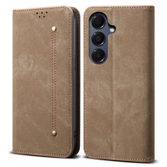 Coque en cuir anti-rayures pour Samsung Galaxy S25 FE, texture jean, support 