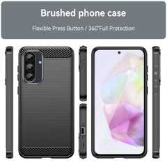 Für Samsung Galaxy A36 5G Hülle mit Displayschutzfolie WANLONFENG LS-Serie Großes Linsenloch Gebürstete Textur TPU-Telefonabdeckung 