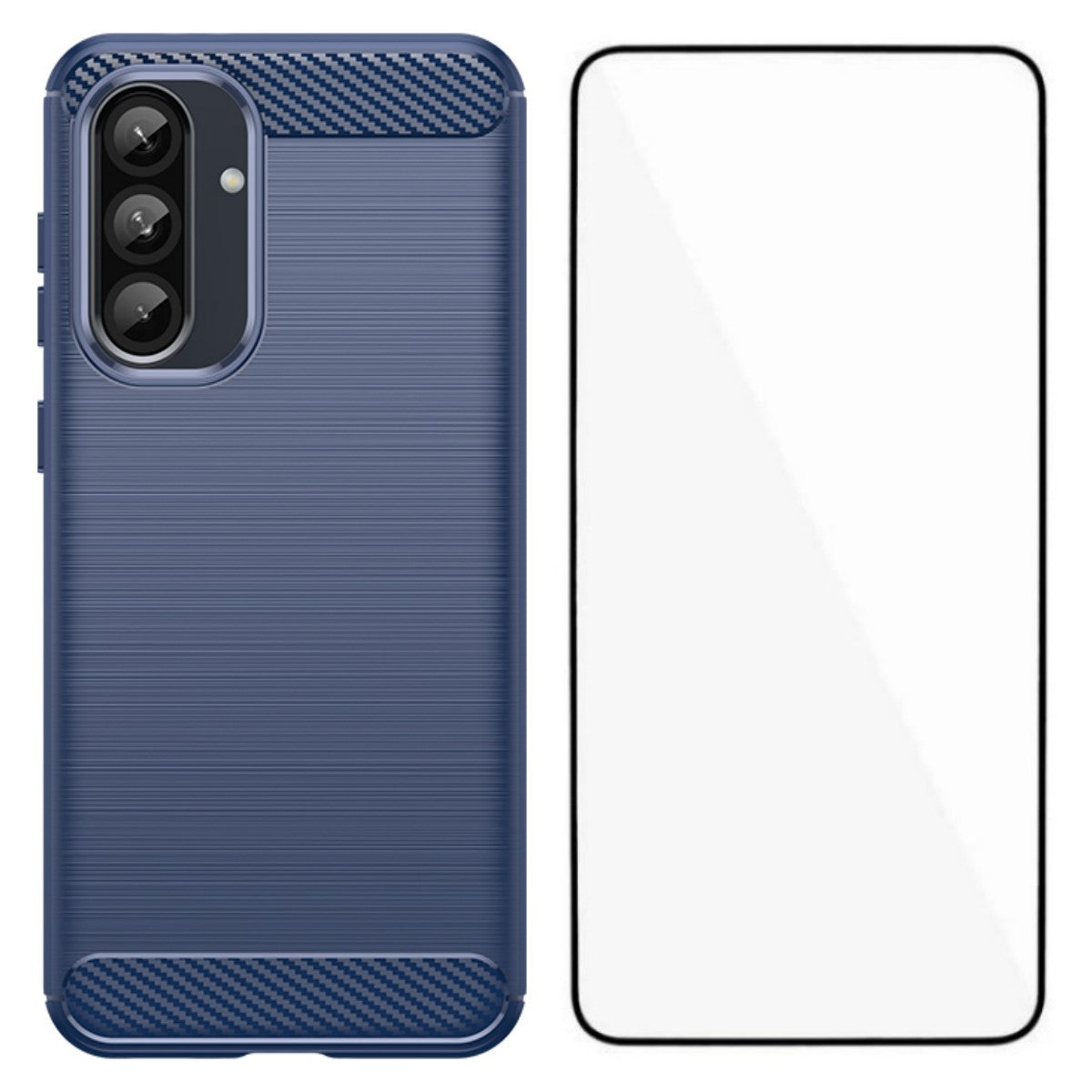 Für Samsung Galaxy A36 5G Hülle mit Displayschutzfolie WANLONFENG LS-Serie Großes Linsenloch Gebürstete Textur TPU-Telefonabdeckung 