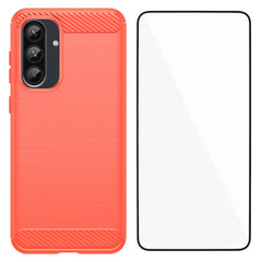 For Samsung Galaxy A56 5G Case with Screen Film WANLONFENG LS Series Big Lens Hole Brushed Texture TPU Phone Cover