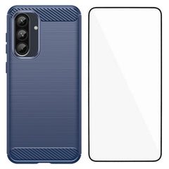 For Samsung Galaxy A56 5G Case with Screen Film WANLONFENG LS Series Big Lens Hole Brushed Texture TPU Phone Cover