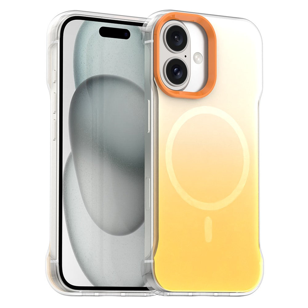 For iPhone 16 Magnetic Case Gradient Design Borderless IMD TPU + PC + PET Phone Cover
