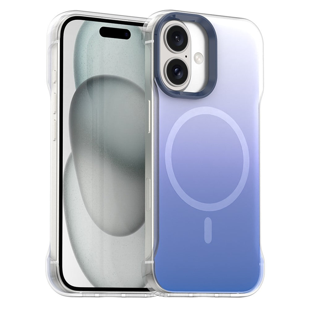 For iPhone 16 Magnetic Case Gradient Design Borderless IMD TPU + PC + PET Phone Cover
