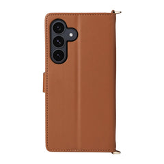 Für Samsung Galaxy S25 FE Hülle mit Schulter-/Handschlaufe Leder Handyhülle Stand Wallet 