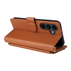 Für Samsung Galaxy S25 FE Hülle mit Schulter-/Handschlaufe Leder Handyhülle Stand Wallet 