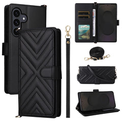 Für Samsung Galaxy S25 FE Hülle mit Schulter-/Handschlaufe Leder Handyhülle Stand Wallet 