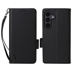 Étui portefeuille en cuir PU texturé pour Samsung Galaxy S25 FE avec dragonne 