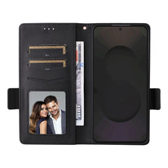 Étui portefeuille en cuir PU texturé pour Samsung Galaxy S25 FE avec dragonne 
